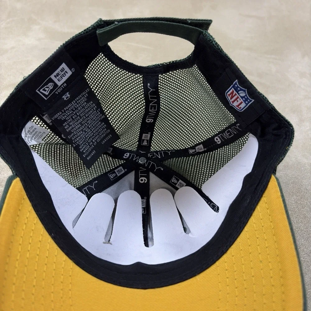 New Era Green Bay Packers Youth 9TWENTY Trucker Hat Adjustable NFL Green Cap